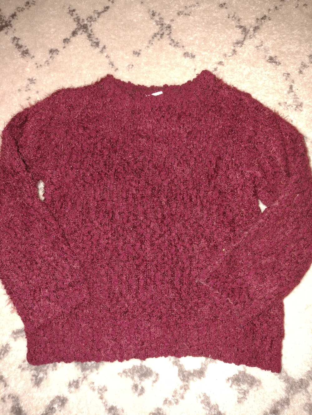 okie dokie Burgundy Fuzzy Knit Sweater